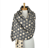 Reversible Multi Polka Dots Scarf - Grey