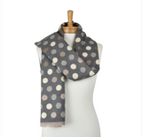 Reversible Multi Polka Dots Scarf - Grey