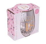 Celebration 18th Glitter Stemless Glass & Badge Set
