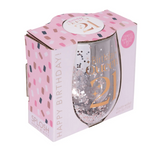 Celebration 21st Glitter Stemless Glass & Badge Set