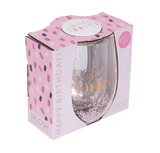 Celebration Birthday Queen  Glitter Stemless Glass & Badge Set