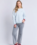 Foxwood Original Stripe Crew - Ice Blue / White