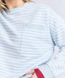 Foxwood Original Stripe Crew - Ice Blue / White
