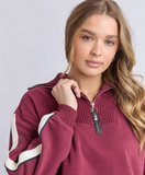 Foxwood Knit Collar Crew - Port