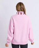 Foxwood College Contrast Zip Crew - Pink / Port