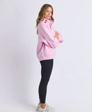 Foxwood College Contrast Zip Crew - Pink / Port