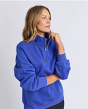 Foxwood College Contrast Zip Crew - Dazzling Blue