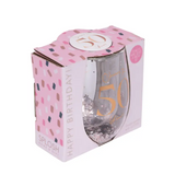 Celebration 50th Glitter Stemless Glass & Badge Set