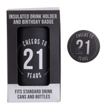 Celebration 21st Insulated Drink Cooler & Badge Set