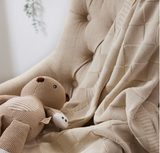 Baby Knitted Blanket - Checkered Sand