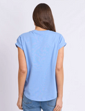 Foxwood Effortless Contrast Tee - Cornflower Blue