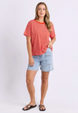 Foxwood Hutch Stripe Tee - Grenadine/ White