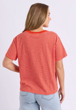 Foxwood Hutch Stripe Tee - Grenadine/ White