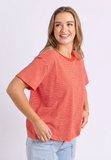 Foxwood Hutch Stripe Tee - Grenadine/ White