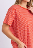 Foxwood Hutch Stripe Tee - Grenadine/ White