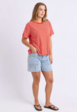 Foxwood Hutch Stripe Tee - Grenadine/ White