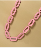 Wooden Chunky Necklace - Pink