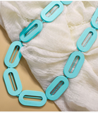 Wooden Chunky Necklace - Teal Green