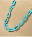 Wooden Chunky Necklace - Teal Green