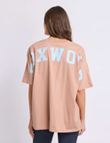 Foxwood Interval Outline Tee - Tan/Light Blue