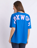 Foxwood Interval Outline Tee - Cobalt/ Neon Pink