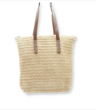 Lightweight Woven Shoulder Tote Bag - Sand