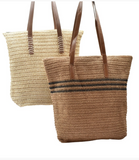Lightweight Woven Shoulder Tote Bag - Sand