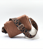 Diamond Stitch Crossbody Bag - Brown
