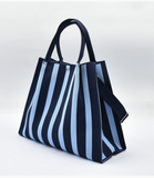 Vertical Stripe Crossbody Tote Bag - Navy