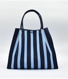 Vertical Stripe Crossbody Tote Bag - Navy