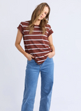 Foxwood Manly Stripe Tee - Chocolate