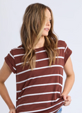 Foxwood Manly Stripe Tee - Chocolate