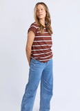 Foxwood Manly Stripe Tee - Chocolate