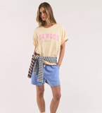 Foxwood Interval Tee - Pale Lemon/ Pink