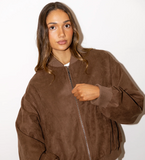 Foxwood Evie Suede Bomber - Chocolate