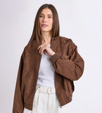 Foxwood Evie Suede Bomber - Chocolate