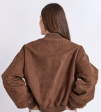 Foxwood Evie Suede Bomber - Chocolate
