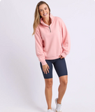 Foxwood College Pigment Zip Crew - Neon Peach