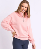 Foxwood College Pigment Zip Crew - Neon Peach