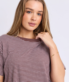 Foxwood Hutch Stripe S/S Tee - Chocolate