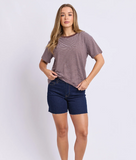 Foxwood Hutch Stripe S/S Tee - Chocolate