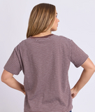 Foxwood Hutch Stripe S/S Tee - Chocolate
