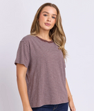 Foxwood Hutch Stripe S/S Tee - Chocolate