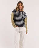 Foxwood Mash Up Stripe Tee LS - Blue/ Green