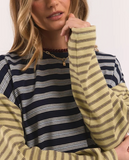 Foxwood Mash Up Stripe Tee LS - Blue/ Green