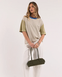 Foxwood Mash Up Stripe Tee SS - Cream/ Green