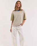 Foxwood Mash Up Stripe Tee SS - Cream/ Green
