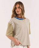 Foxwood Mash Up Stripe Tee SS - Cream/ Green