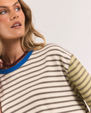 Foxwood Mash Up Stripe Tee SS - Cream/ Green