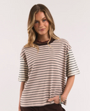 Foxwood Mash Up Stripe Tee SS - Pink / Cream